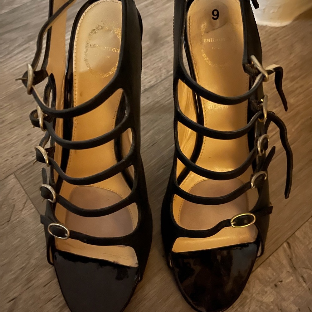 Emilio Pucci black leather women’s fetish shoes size 9